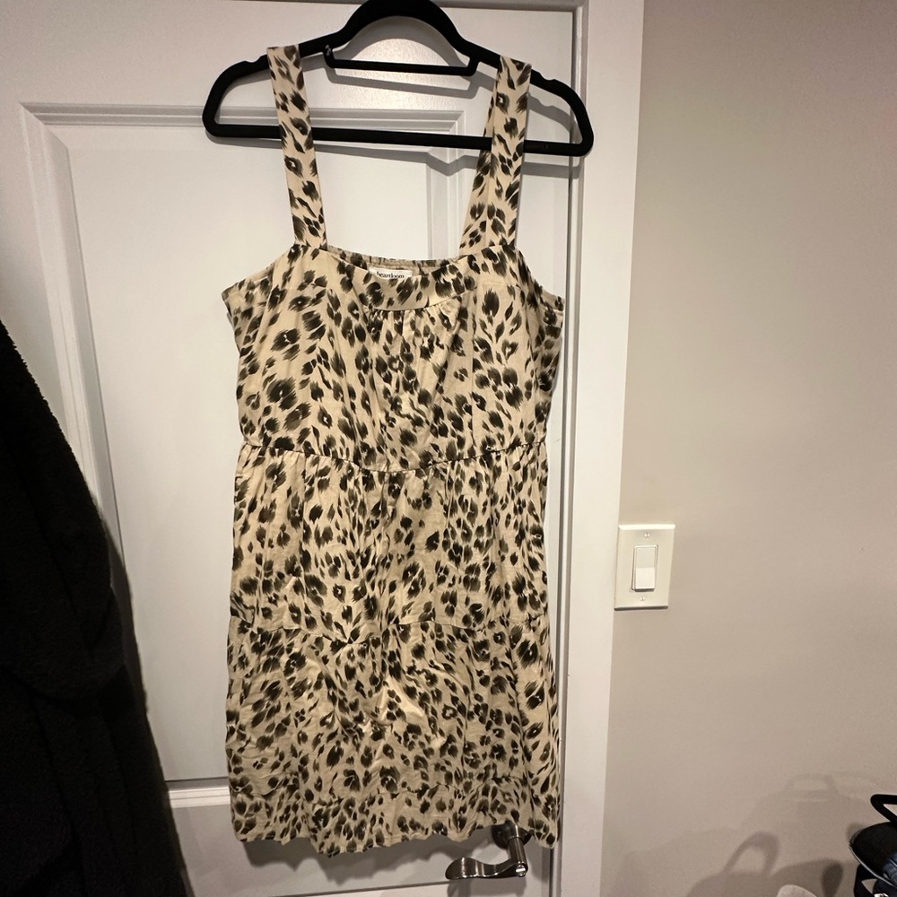 Heartloom Beige and Black Animal Print Midi Dress